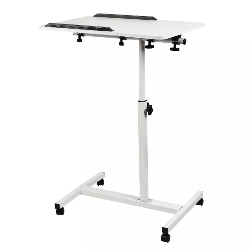 Soporte móvil para escritorio/portátil Maclean, blanco, altura ajustable 59-89 cm, máx. 30 kg, MC-121 W