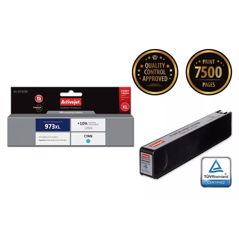 Tinta Activejet AH-973CRX (compatible con HP 973XL F6T81AE; Premium; 105 ml; cian)