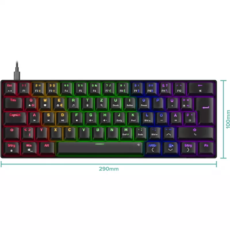 Teclado gaming mecánico Speedlink ATMOS RGB — diseño compacto, retroiluminación RGB
