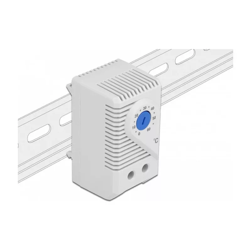 Delock 66823 termostato con contacto NC para carril DIN, gris