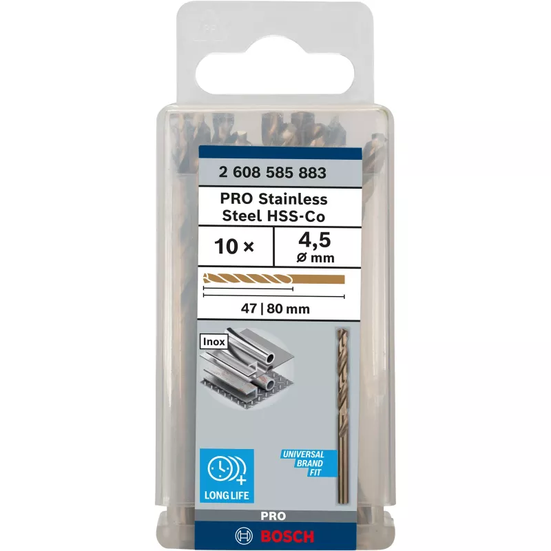 Bosch PRO Stainless Steel HSS-Co broca helicoidal, Ø 4,5 mm, 10 uds.