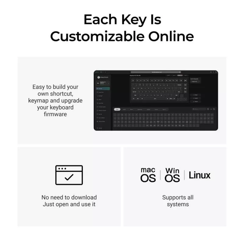 Teclado mecánico Keychron Q1 Ultra 8K — formato 75%, USB + RF inalámbrico + Bluetooth, RGB LED, negro