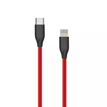 Cable de silicona USB Type-C - Lightning, 1 m (rojo)