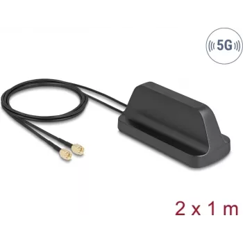 Antena DELOCK 81485 5G LTE GNSS Wi‑Fi 6 MIMO con 2 conectores SMA, ganancia 2,1–3,0 dBi