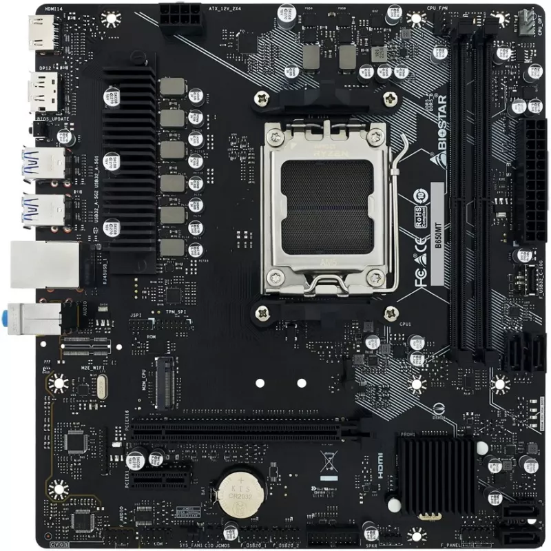 Placa base BIOSTAR B650MT Micro ATX, AMD B650, Socket AM5, DDR5, 2x DIMM, 96GB, 1x M.2, 4x SATA III, Gigabit LAN