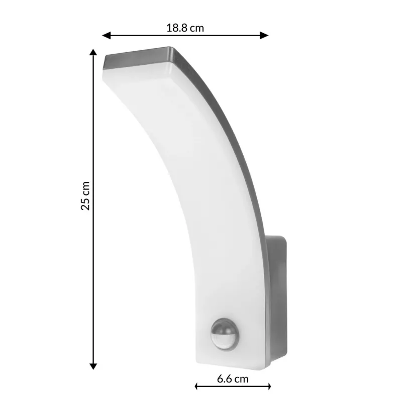 Lámpara de pared LED MACLEAN MCE512 GR con sensor de movimiento, lámpara LED de bajo consumo
