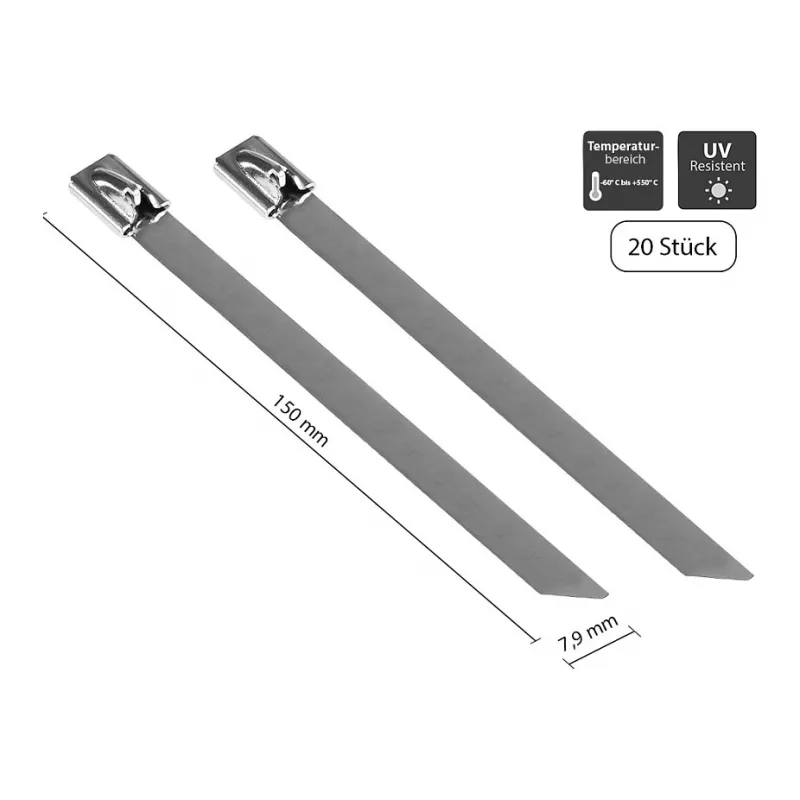 Good Connections Brida de cable de acero inoxidable 150mm x 7,9mm 20 uds.