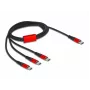 Cable de carga USB DeLOCK 3 en 1 USB Type-C a 3 x USB Type-C 1 m negro/rojo