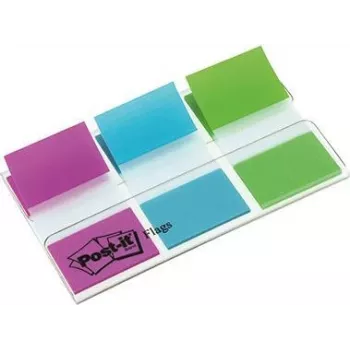 3M Post-it Index 680ROYEU Banderitas On-the-Go con dispensador, 25,4 x 43,2 mm, morado/azul/verde, 60 banderitas