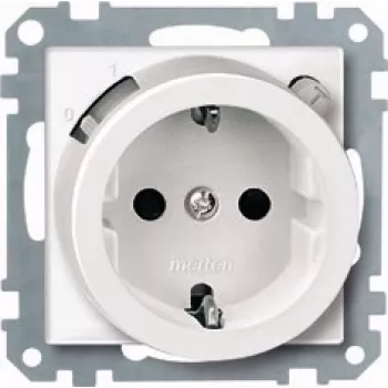 Merten System M 233819 base de toma de corriente de seguridad FI-SCHUKO, blanco polar brillante