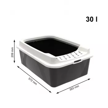 Arenero abierto para gatos rotho Bonnie Cat 572×393×209 mm, tecnopolímero, 30 L, negro/gris