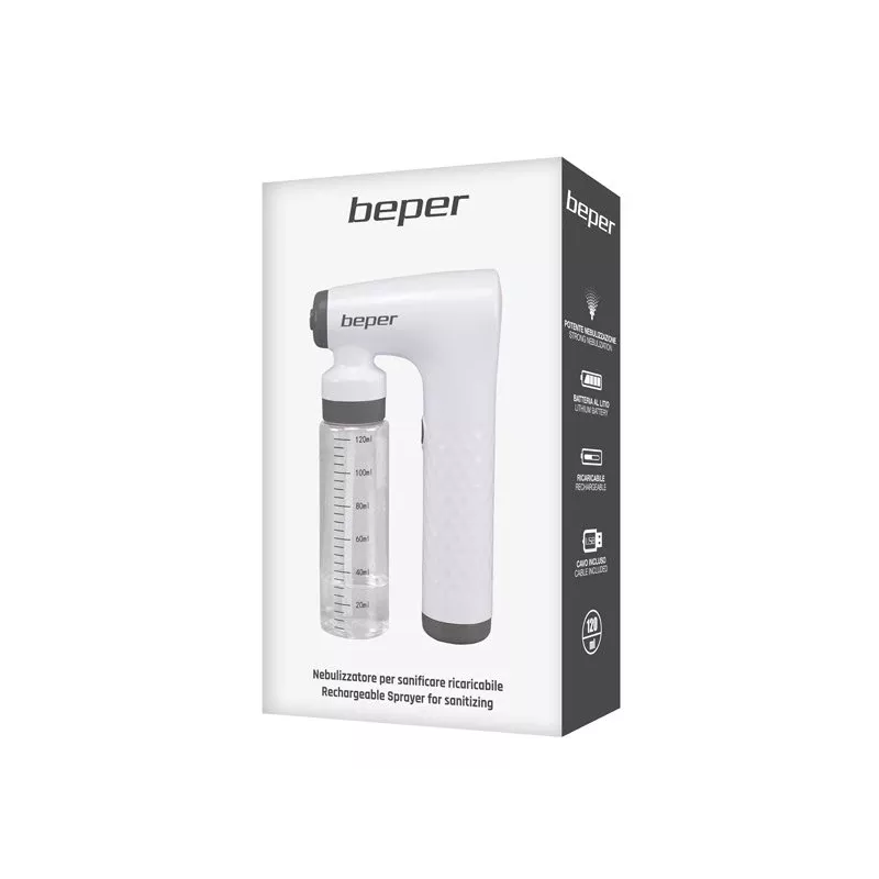 Beper P202VAL110 Pulverizador desinfectante recargable, 120 ml, 2000 mAh