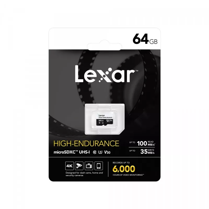 Tarjeta microSD High Endurance 64 GB C10 A1 U1 V30 100/35 MB/s