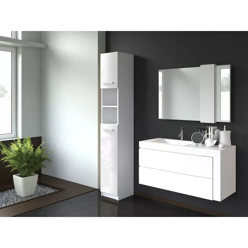 Armario de almacenamiento de baño Topeshop MARBELA en blanco brillo