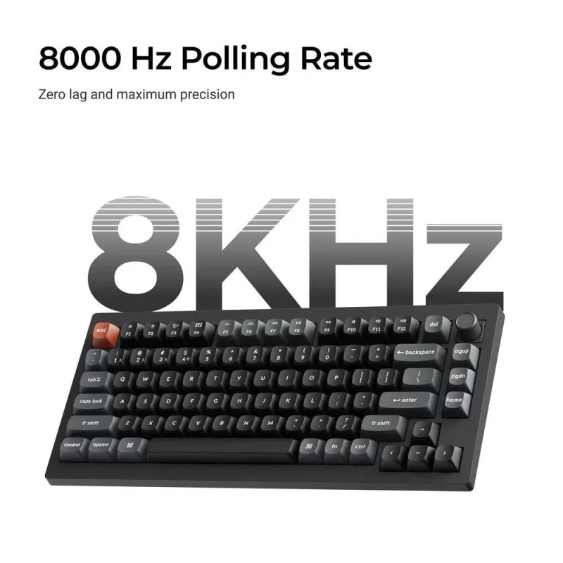Teclado mecánico 75% Keychron V1 Ultra 8K — QWERTY, Bluetooth y cable, RGB, negro