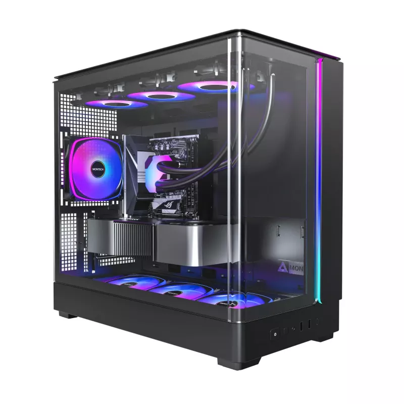 Caja de PC Montech KING 15 PRO negra — Midi-Tower para micro ATX / Mini-ITX