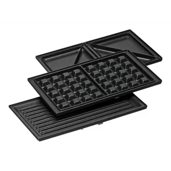 Sandwichera Rommelsbacher SWG 700 – parrilla eléctrica compacta 3 en 1 con 3 placas intercambiables (sándwich, gofre belga, parrilla), detalles en acero inoxidable