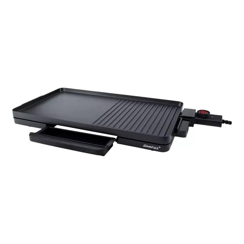 Parrilla eléctrica de mesa Steba VG 30 delgada con regulación de temperatura ajustable, negra