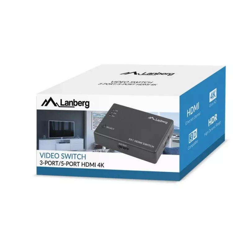 LANBERG CONMUTADOR DE VÍDEO 3X HDMI + PUERTO MICRO USB