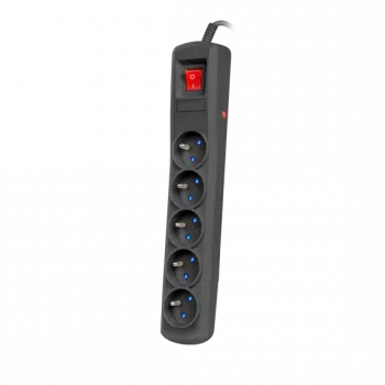 Regleta de enchufes ARMAC R5 — 5 tomas, cable de 5 m, negra