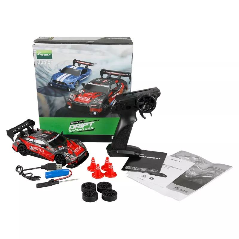 Coche de drift Amewi 21112 1:24 modelo RC eléctrico, Li-Ion 500 mAh, recomendado 8+