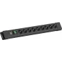 Regleta de enchufes Bachmann CONNECTUS 9x tomas CEE7/3 con 1x interruptor, cable de 2,0 m, conector CEE7/7 — Negro
