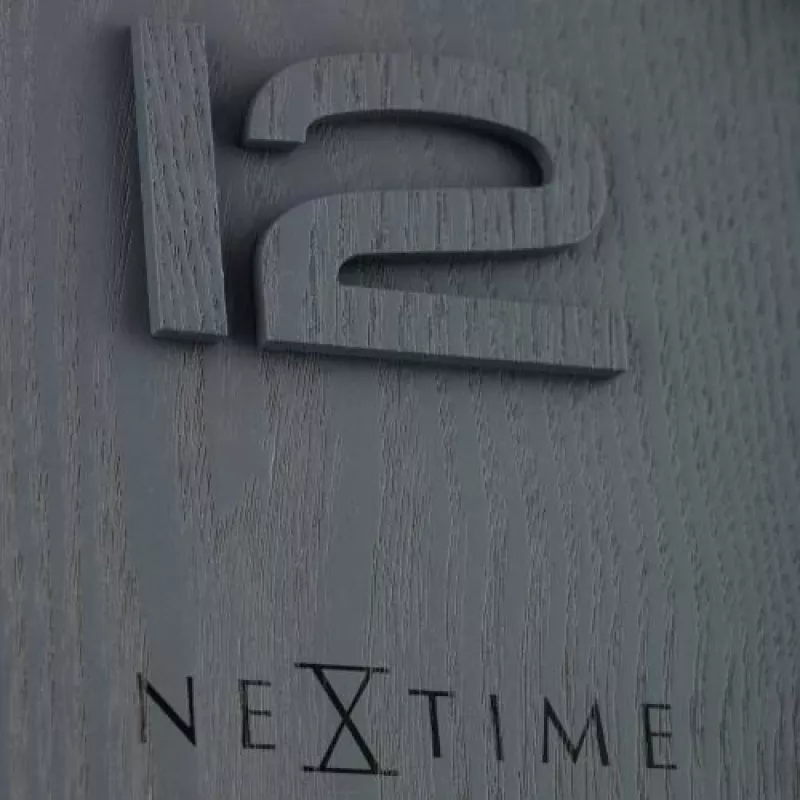 NeXtime 3096GS - Reloj de pared - Reloj de cuarzo - Redondo - Gris - Madera - Adultos
