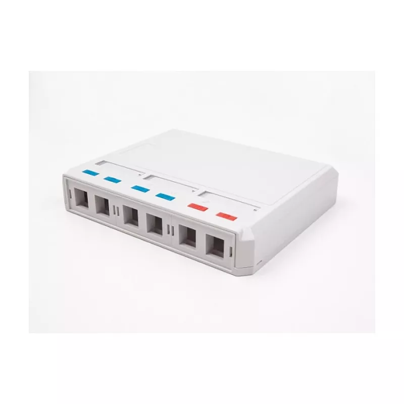 Caja de superficie Keystone DeLOCK 67052 para módulos de fibra óptica, 6 puertos, blanca