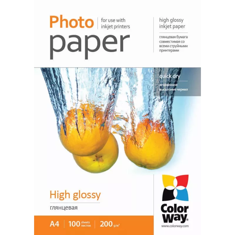 Papel fotográfico brillante Colorway PG200100A4 A4 blanco