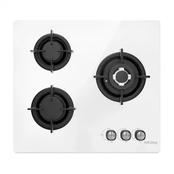 Placa de gas ISEASY MGBG-603, 3 quemadores (blanca)