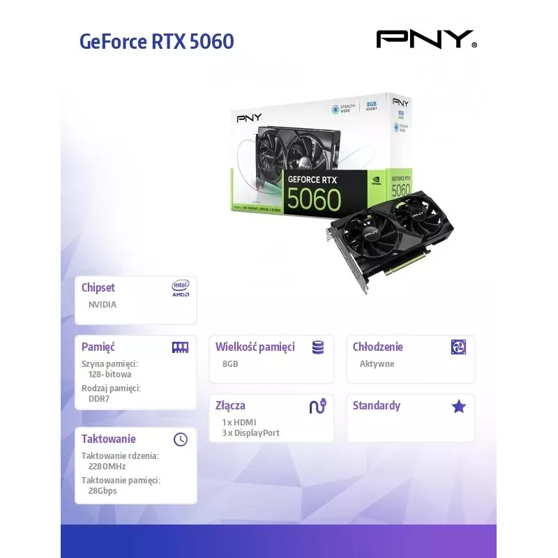 Tarjeta gráfica PNY GeForce RTX 5060 8GB