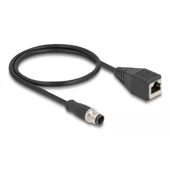 Cable adaptador DeLOCK M12 codificación D de 4 pines conector macho a RJ45 conector hembra 50 cm