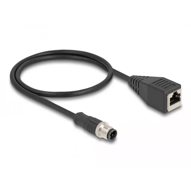 Cable adaptador DeLOCK M12 codificación D de 4 pines conector macho a RJ45 conector hembra 50 cm