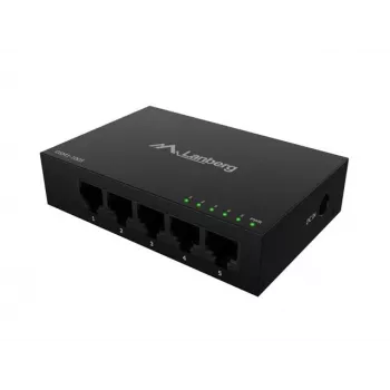 Switch de red LANBERG DSM1-1005 5x 1 Gb/s no gestionado de sobremesa, carcasa metálica, 12V