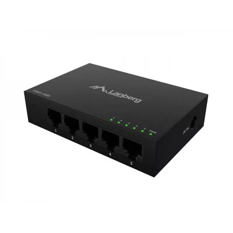 Switch de red LANBERG DSM1-1005 5x 1 Gb/s no gestionado de sobremesa, carcasa metálica, 12V