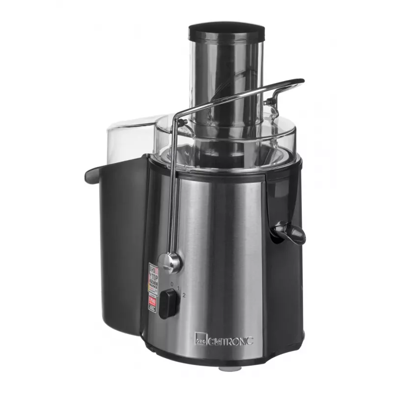 Exprimidor CLATRONIC AE 3532 1000 W, carcasa de acero inoxidable, contenedor de pulpa de 2 L, 2 velocidades, antigoteo