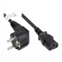 Cable de alimentación con conector Schuko tipo E+F (CEE 7/7, en ángulo) a C13 (recto), negro, 1,50 mm², 15 m, Good Connections® (P0130-S150)