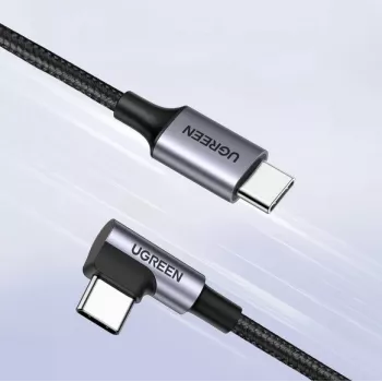 Ugreen USB-C (recto) / USB-C (acodado) PD QC 60W 3A 0,5 m US255 (gris)