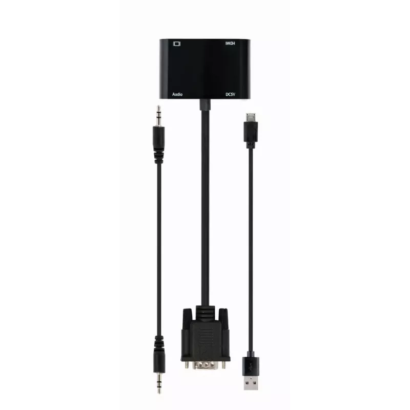 Adaptador de cable de vídeo GEMBIRD A-VGA-HDMI-02 0,15 m — HDMI + VGA (D-Sub) hembra a VGA (D-Sub) macho, negro