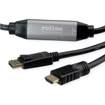 ROLINE Cable adaptador - DisplayPort macho a HDMI macho - 10 m - negro - compatible con 4K 60 Hz (3840 x 2160)