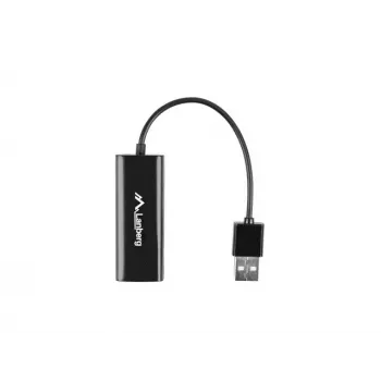 Tarjeta de red LANBERG NC-0100-01 USB 10 Gbit/s, compatible con hot-swap, cable 0,15 m, negro