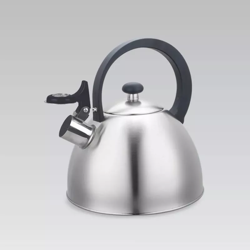 Hervidor Maestro MR1302 acero inoxidable 2,5 L, apto para inducción, silbato con tapa abatible, asa negra