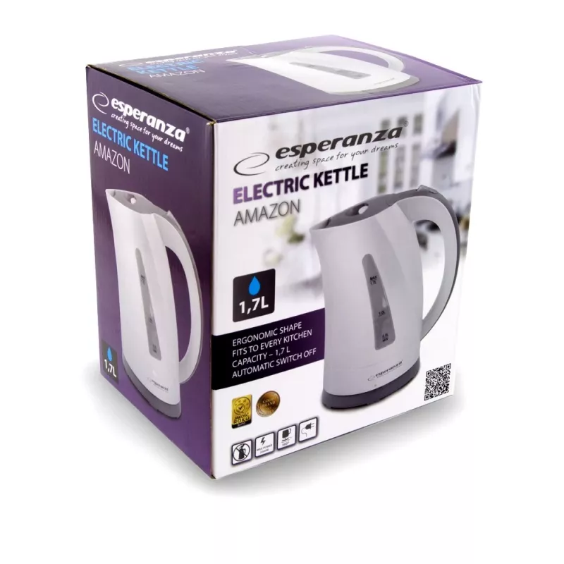 Hervidor de agua Esperanza 1,7 l 2200 W gris blanco