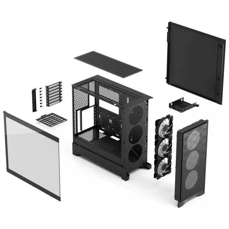 Caja para PC Fractal Design Pop 2 Air negro TG RGB Midi Tower – ATX/Micro-ATX/Mini-ITX, 3x120mm frontales, 1x120mm trasero, bahías de 2,5 inch y 3,5 inch
