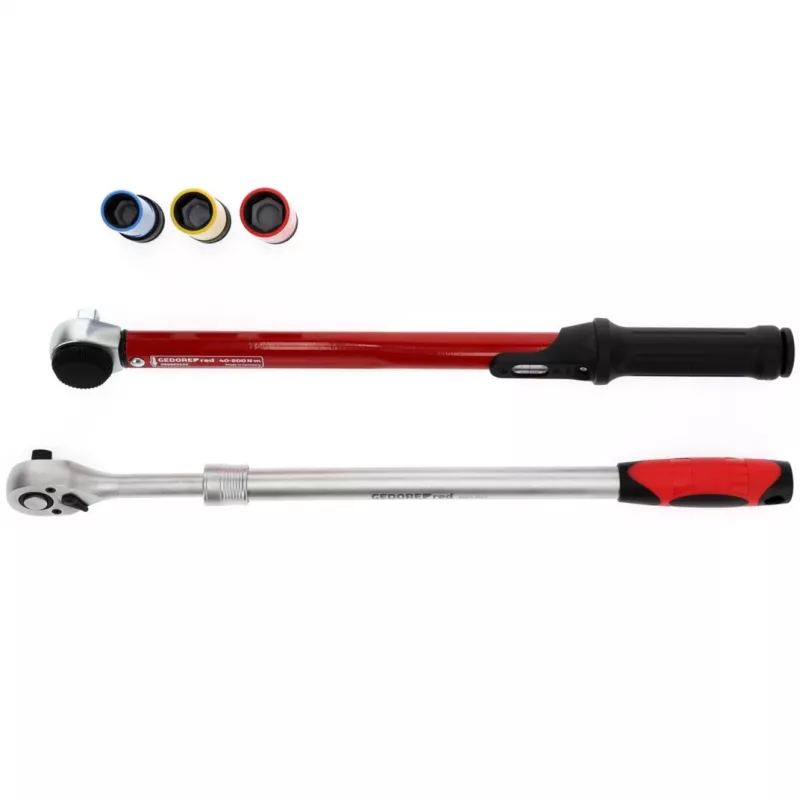 Juego de herramientas para cambio de ruedas Gedore R69003000 — surtido de llaves dinamométricas de 5 piezas, negro/rojo
