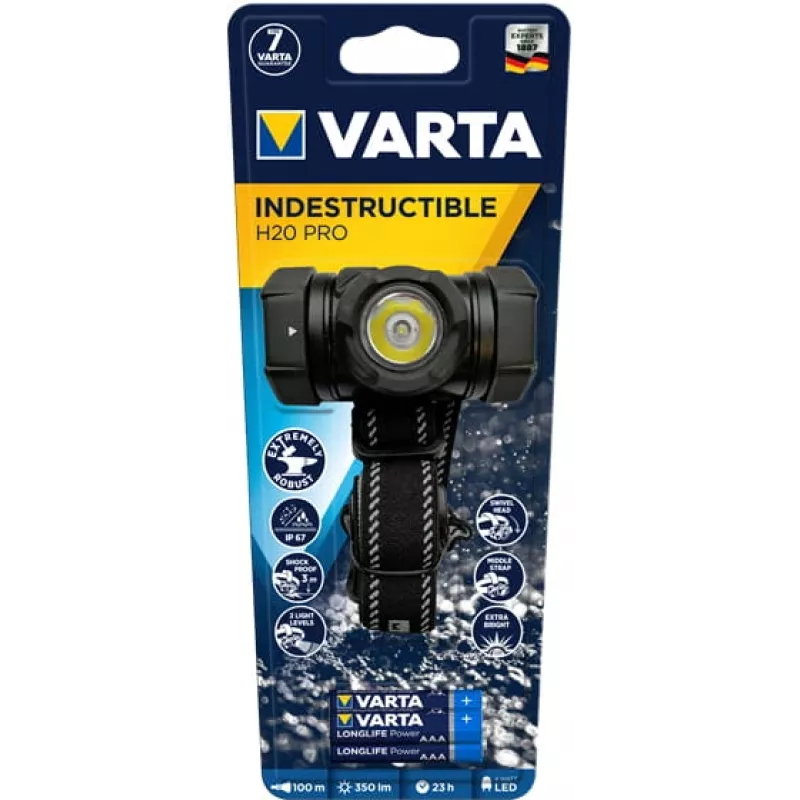 Linterna frontal Varta INDESTRUCTIBLE H20 PRO negro LED 350 lm