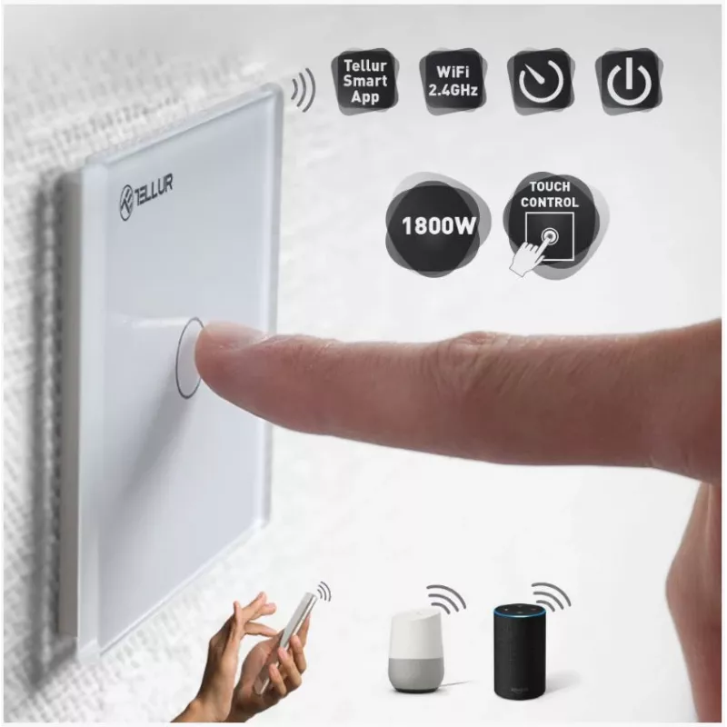 Interruptor de luz Tellur TLL331041 Blanco Táctil Inalámbrico