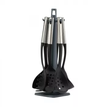 Set de utensilios de cocina JATA HACC4624 7 uds. negro acero inoxidable resistente al calor hasta 210 °C