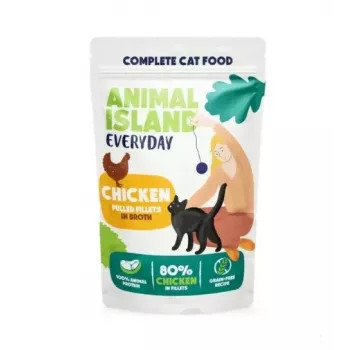 ANIMAL ISLAND pollo en caldo comida para gatos monopaquete 40x85g