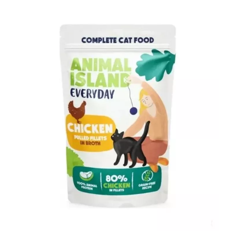 ANIMAL ISLAND pollo en caldo comida para gatos monopaquete 40x85g